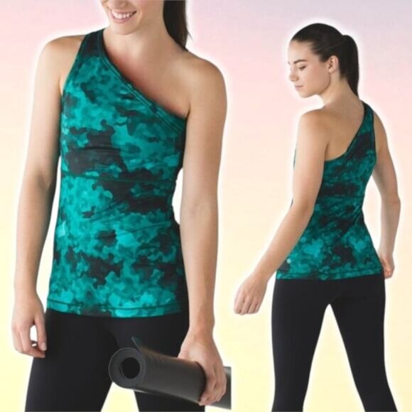LULULEMON Meshed Up Tank Sz 6 Clouded Dreams Cosmic Teal Multi - Picture 1 of 6